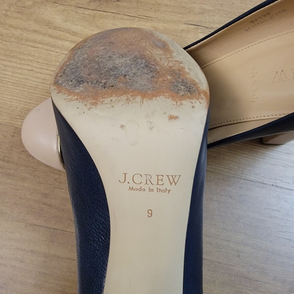 J. Crew Etta Cap Toe Navy and Beige Leather Pumps - Picture 10 of 14